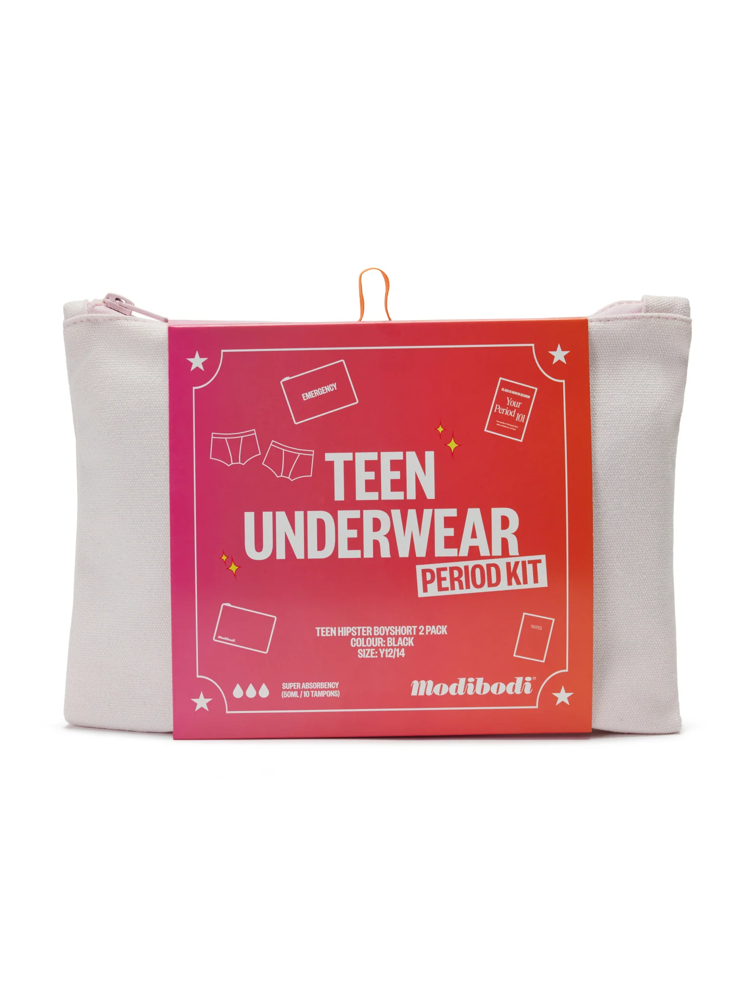 Teen Underwear Period Kit with 2 pack Hipster Boyshort Super Black - Image 3