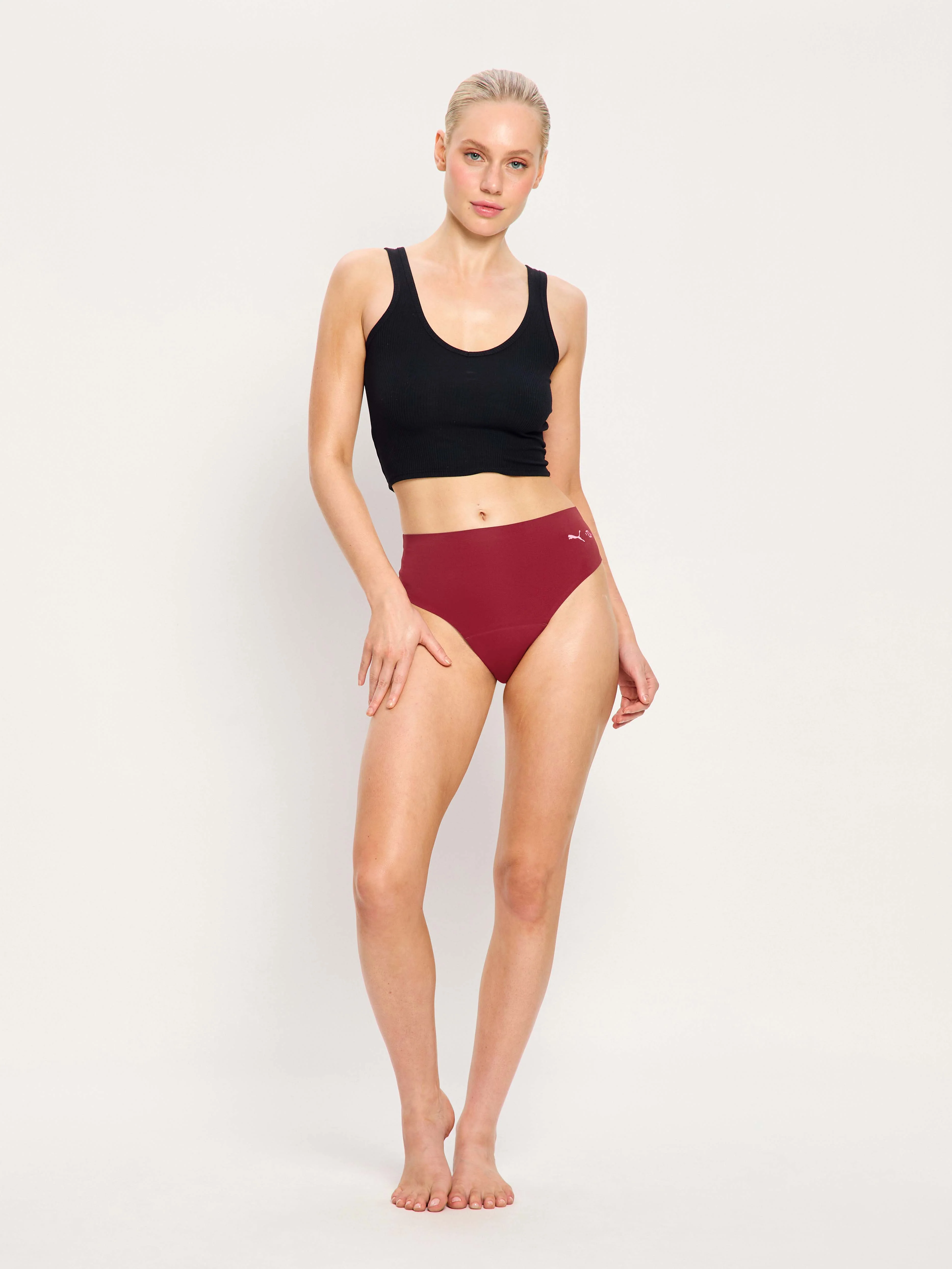 Puma X Modibodi Seamfree Active Hi Waist Cheeky Moderate Caramelised Red