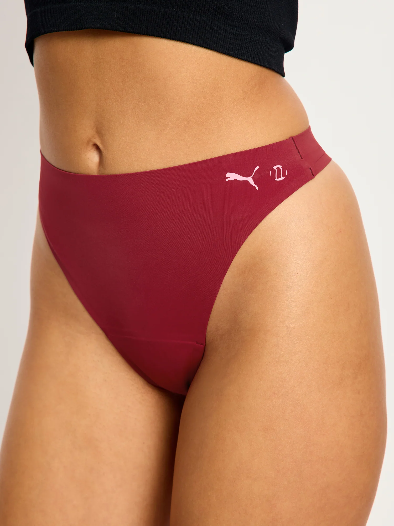 Puma X Modibodi Seamfree Active Hi Waist Thong Light Caramelised Red 3 Pack - Image 3