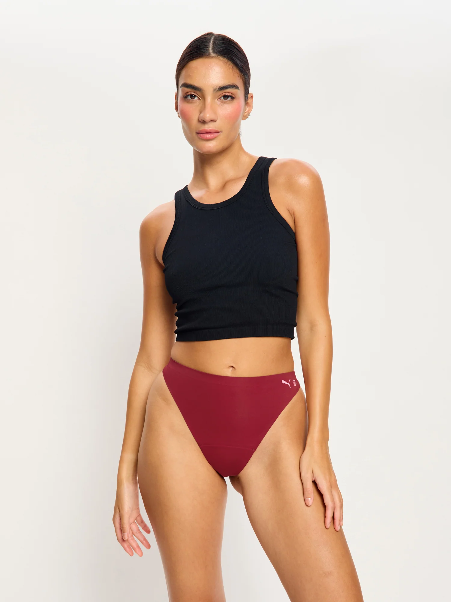 Puma X Modibodi Seamfree Active Hi Waist Thong Light Caramelised Red 3 Pack - Image 7