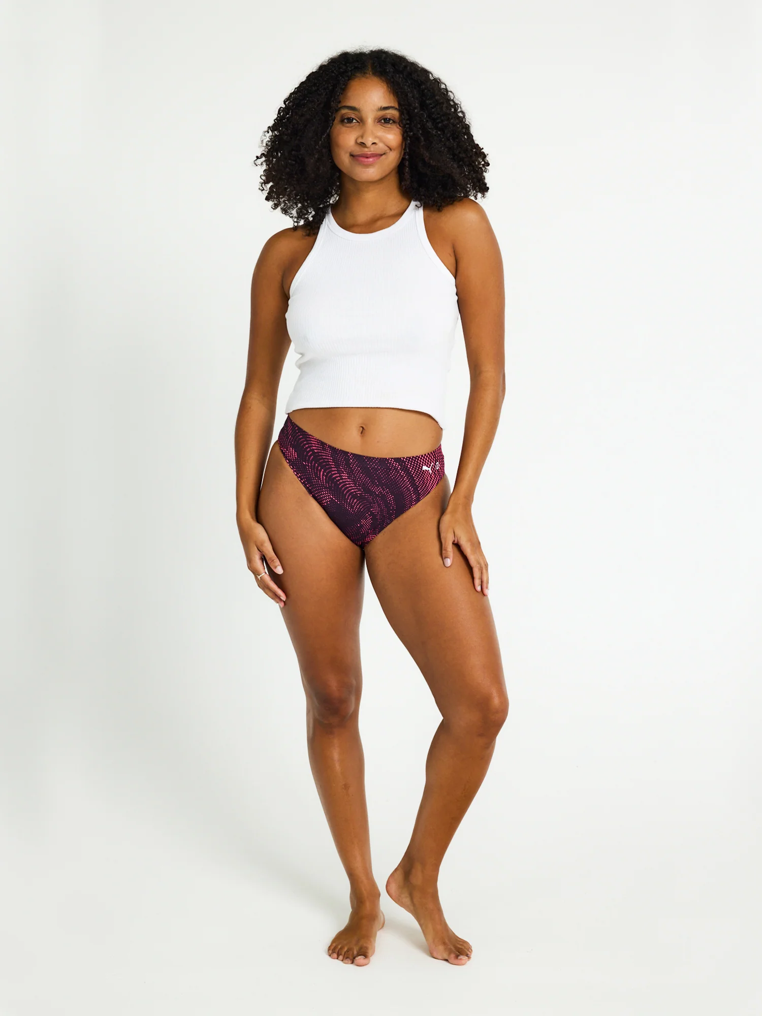 Puma X Modibodi Seamfree Active Printed Bikini Moderate Flame Haze Pink