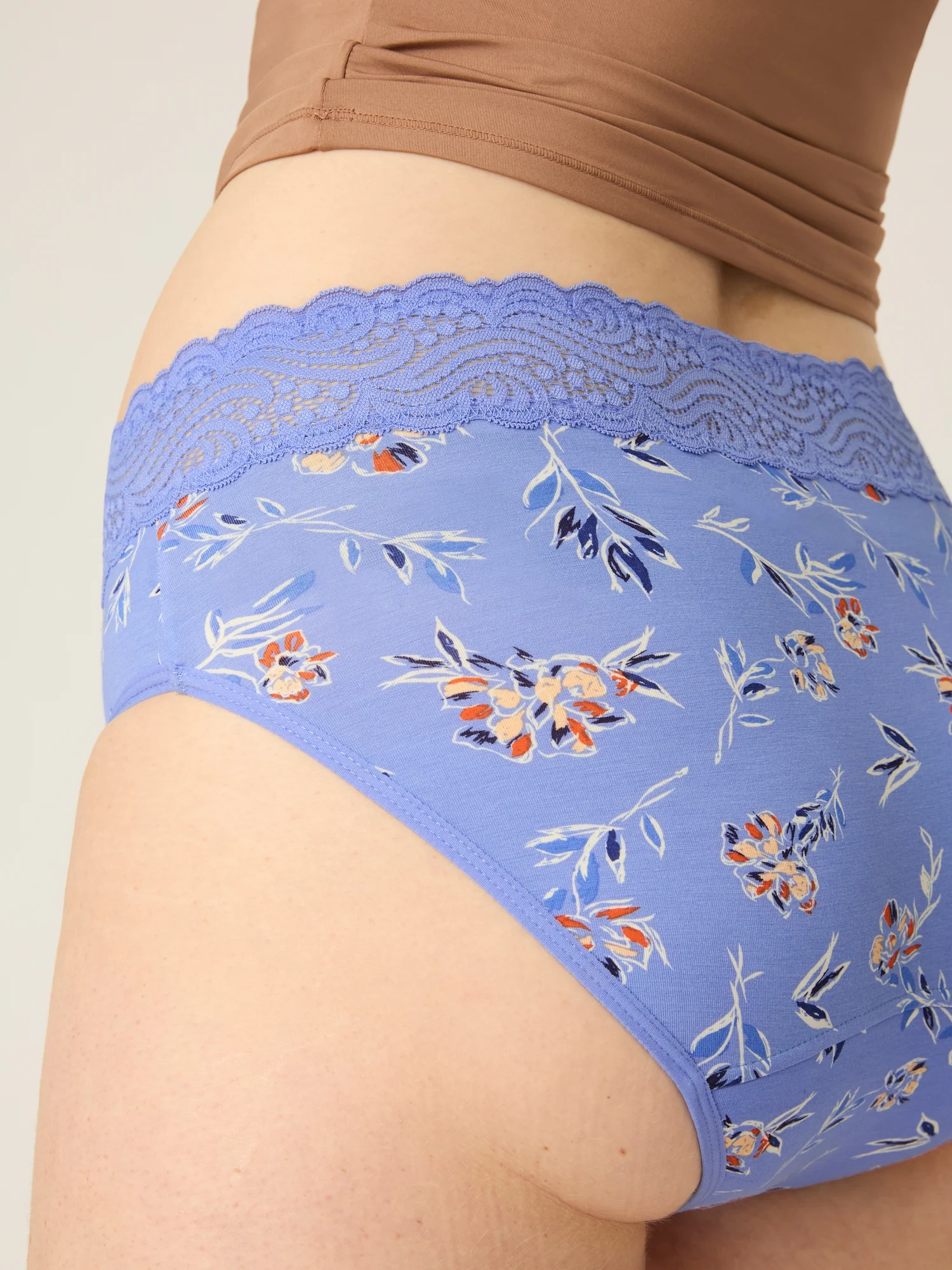 Sensual Hi Waist Bikini Moderate Bouquet Blue - Image 9