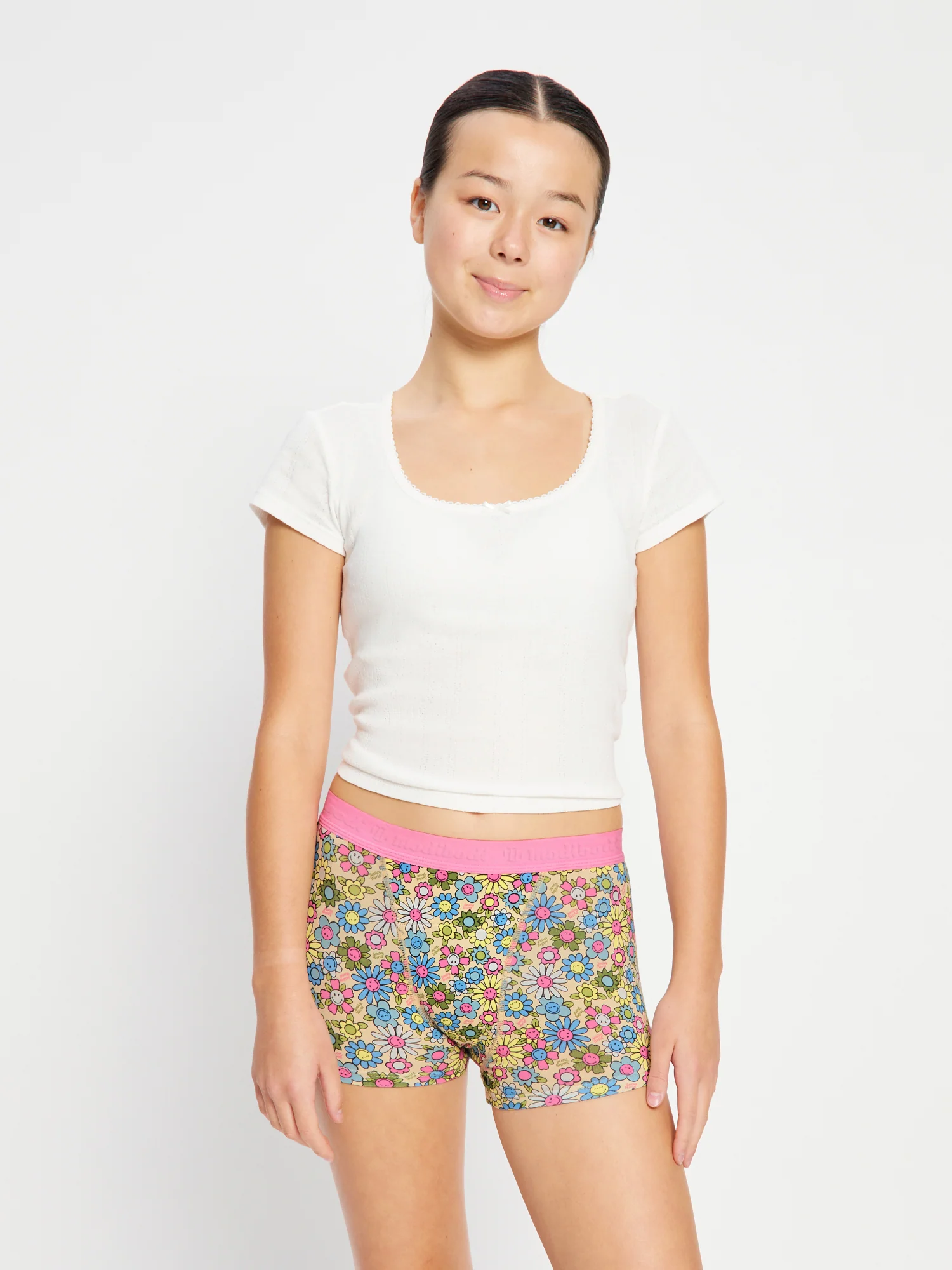 SmileyWorld® | Modibodi Teen Hipster Boyleg and Hipster Boyshort 2 Pack Bubbly Blossom Pink - Image 5
