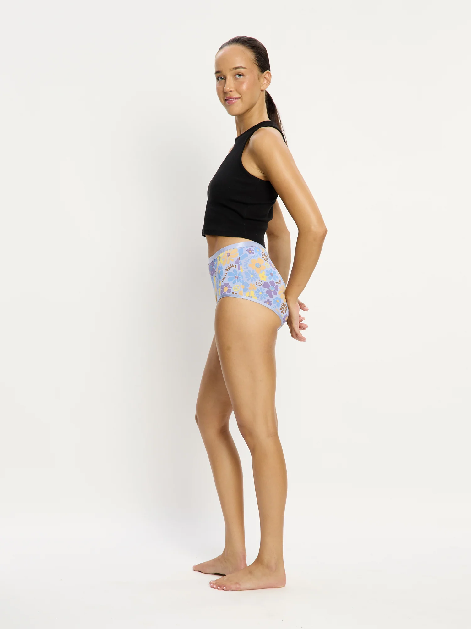SmileyWorld® | Modibodi Classic Full Brief Light Happy Daisy Blue - Image 6