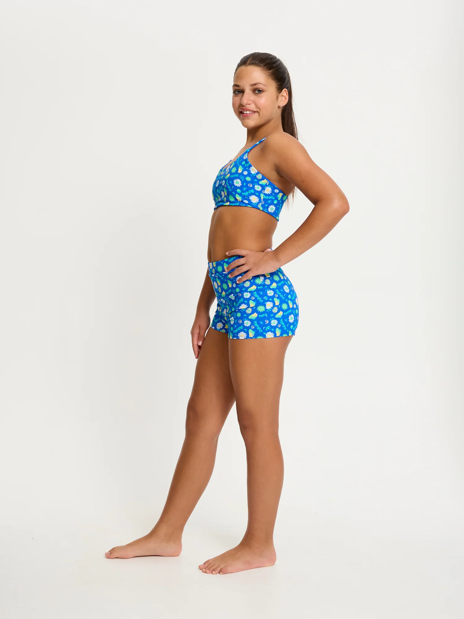 SmileyWorld® | Modibodi Teen Swimwear Hi Waist Short Super Boho Botanical Blue - Image 2