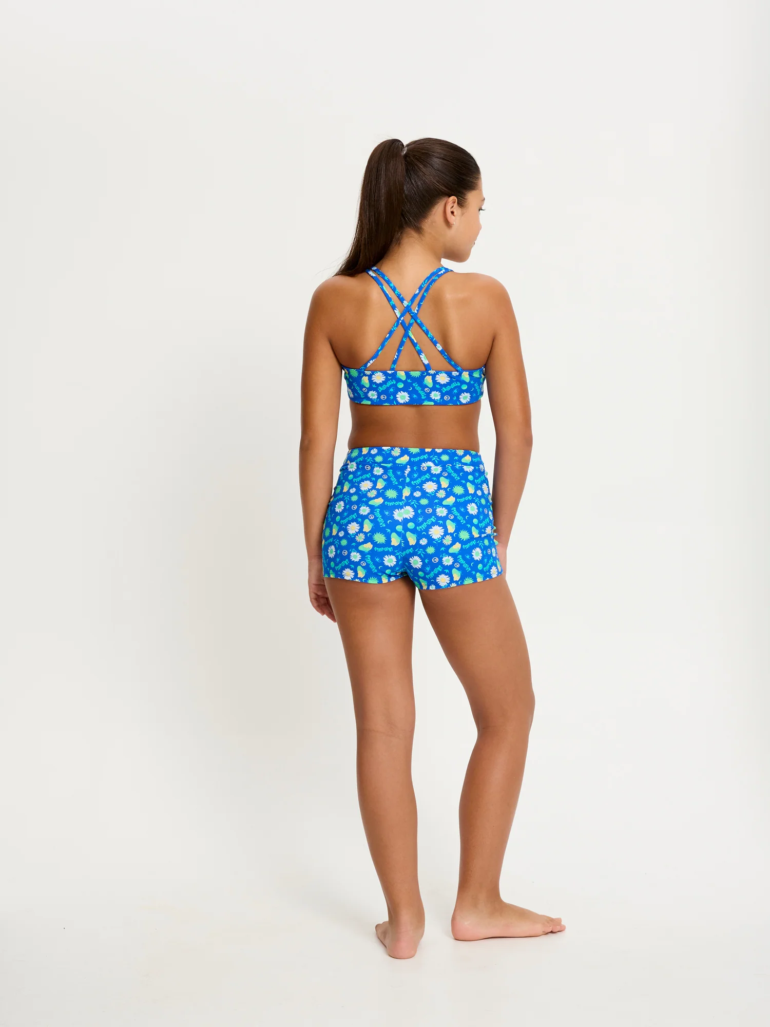 SmileyWorld® | Modibodi Teen Swimwear Hi Waist Short Super Boho Botanical Blue - Image 3