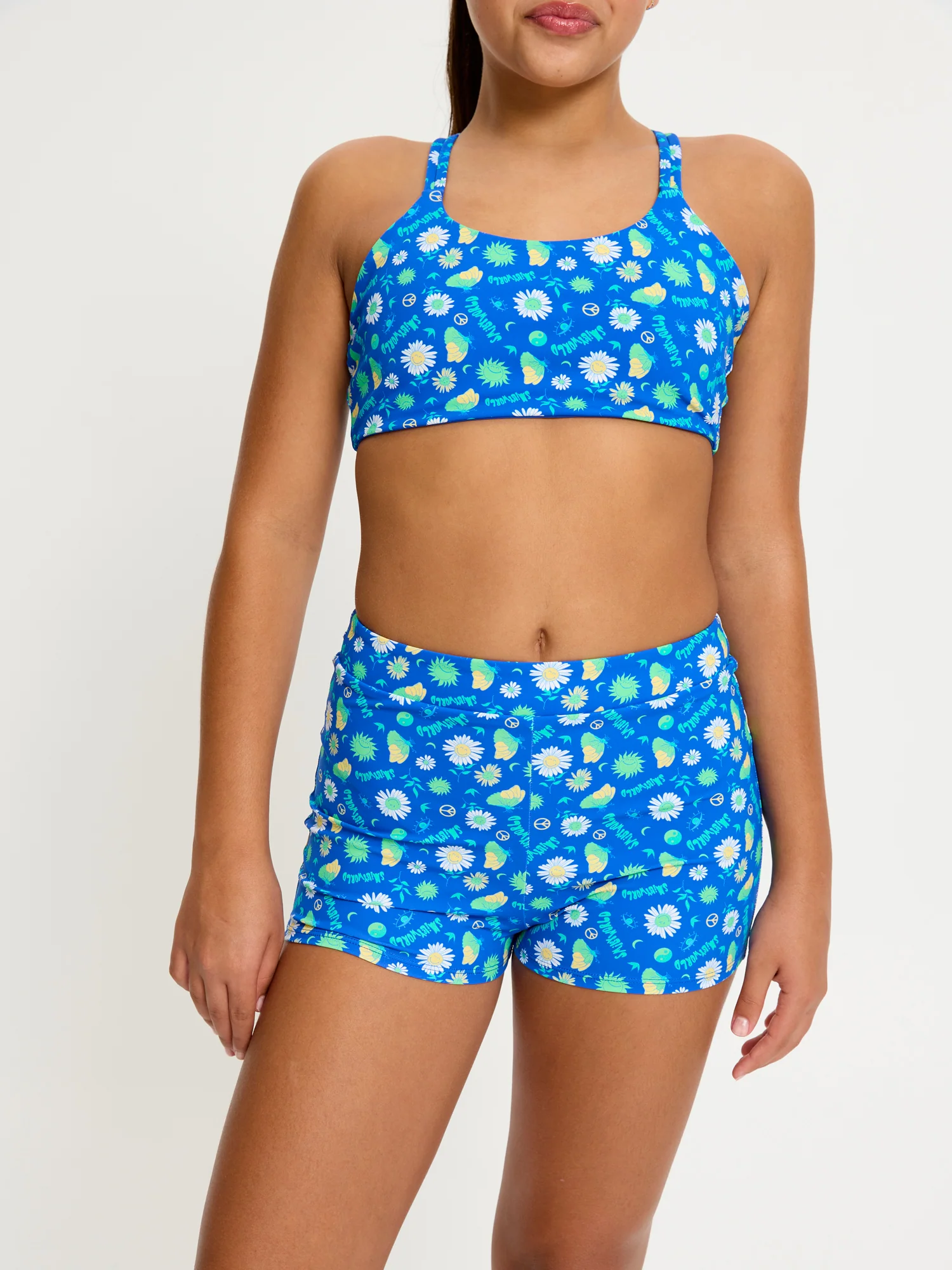 SmileyWorld® | Modibodi Teen Swimwear Hi Waist Short Super Boho Botanical Blue - Image 4