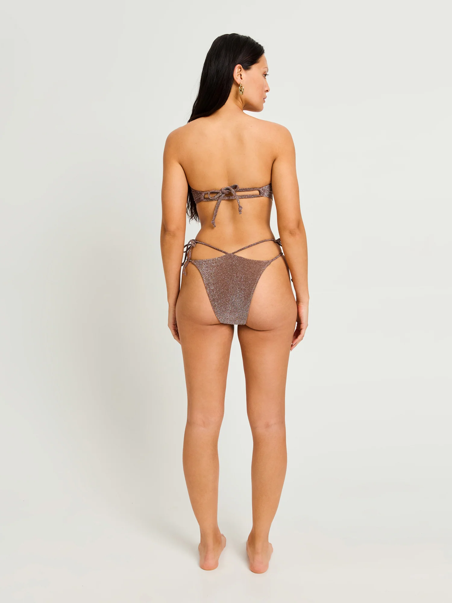 Swimwear Shimmer Hi-Leg String Bottom Super Espresso - Image 3