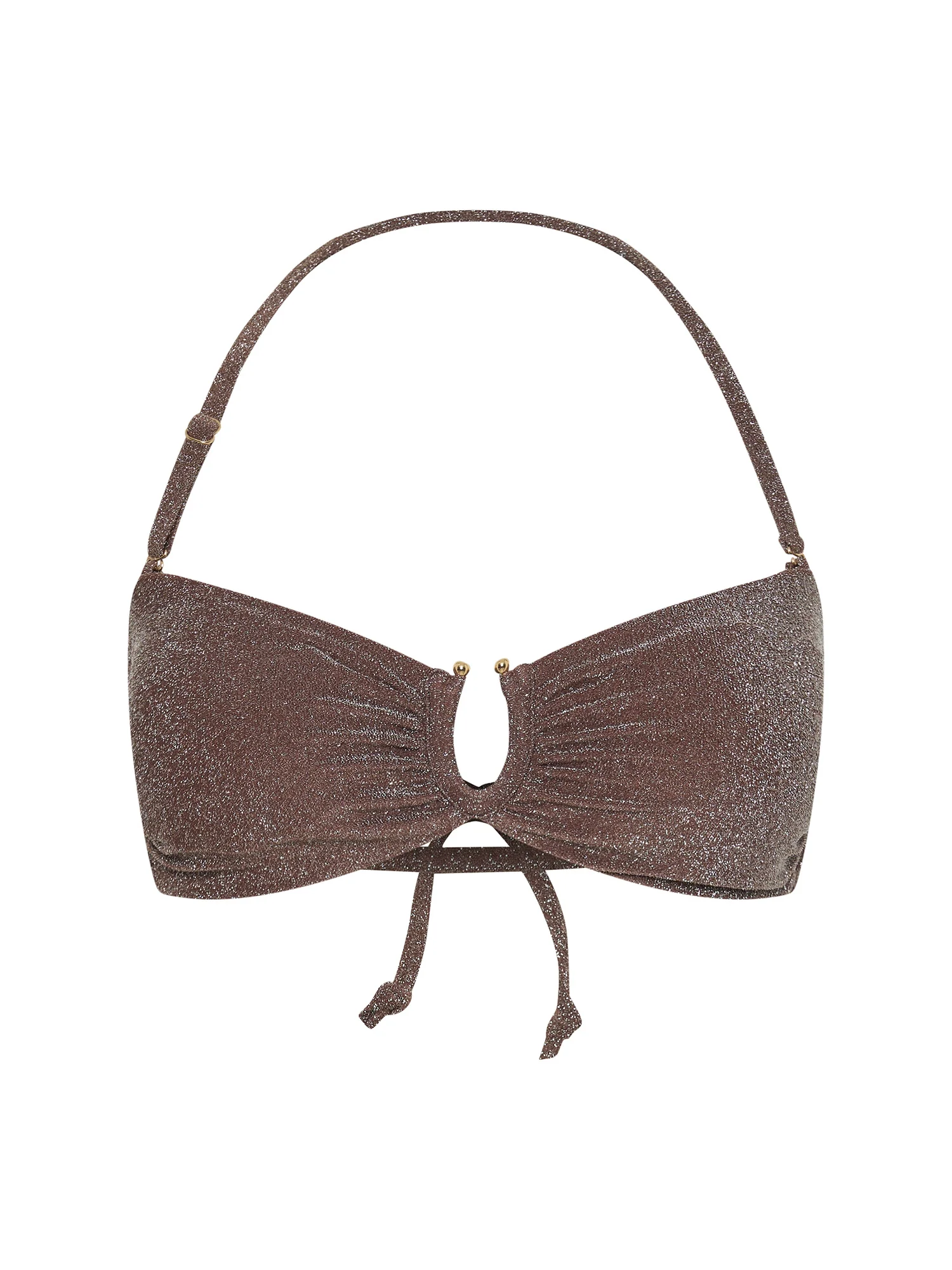 Swimwear Shimmer Tie Back Bandeau Top Espresso - Image 6