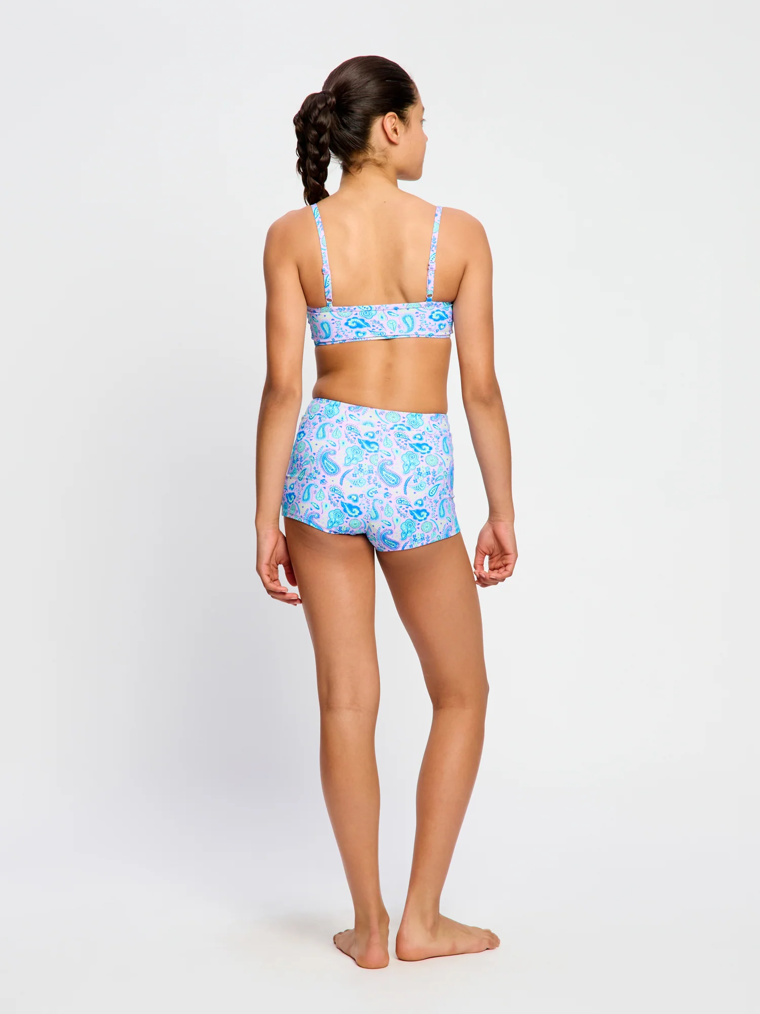 Teen Swimwear Adjustable Crop Top Paisley Pink - Image 3