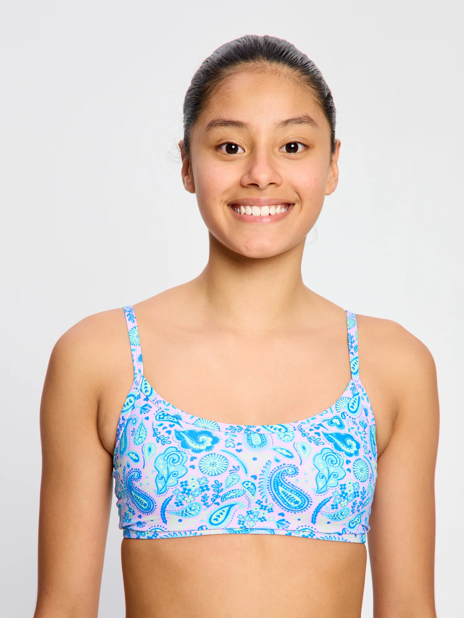 Teen Swimwear Adjustable Crop Top Paisley Pink - Image 4