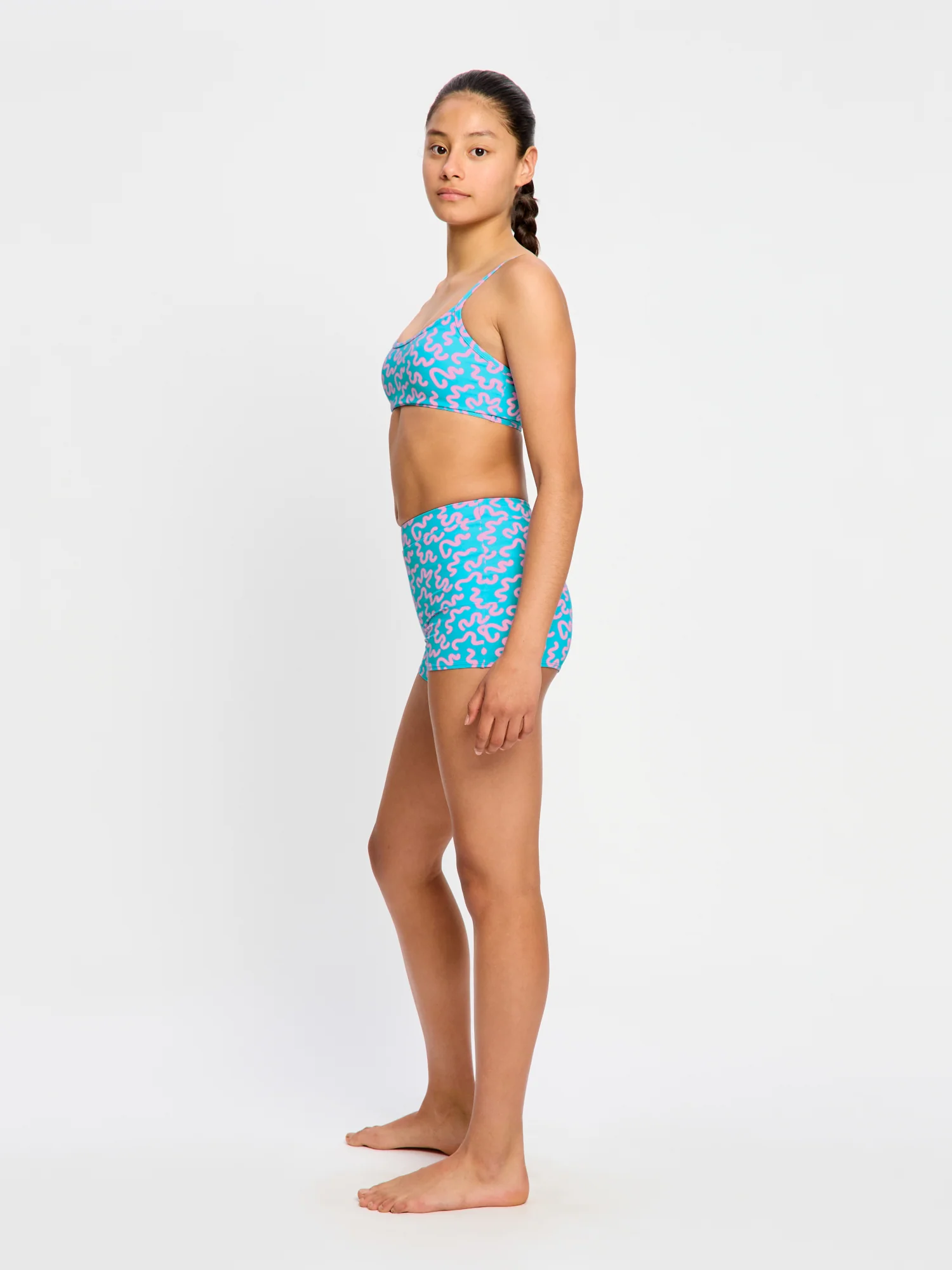Teen Swimwear Adjustable Crop Top Wavy Blue - Image 2