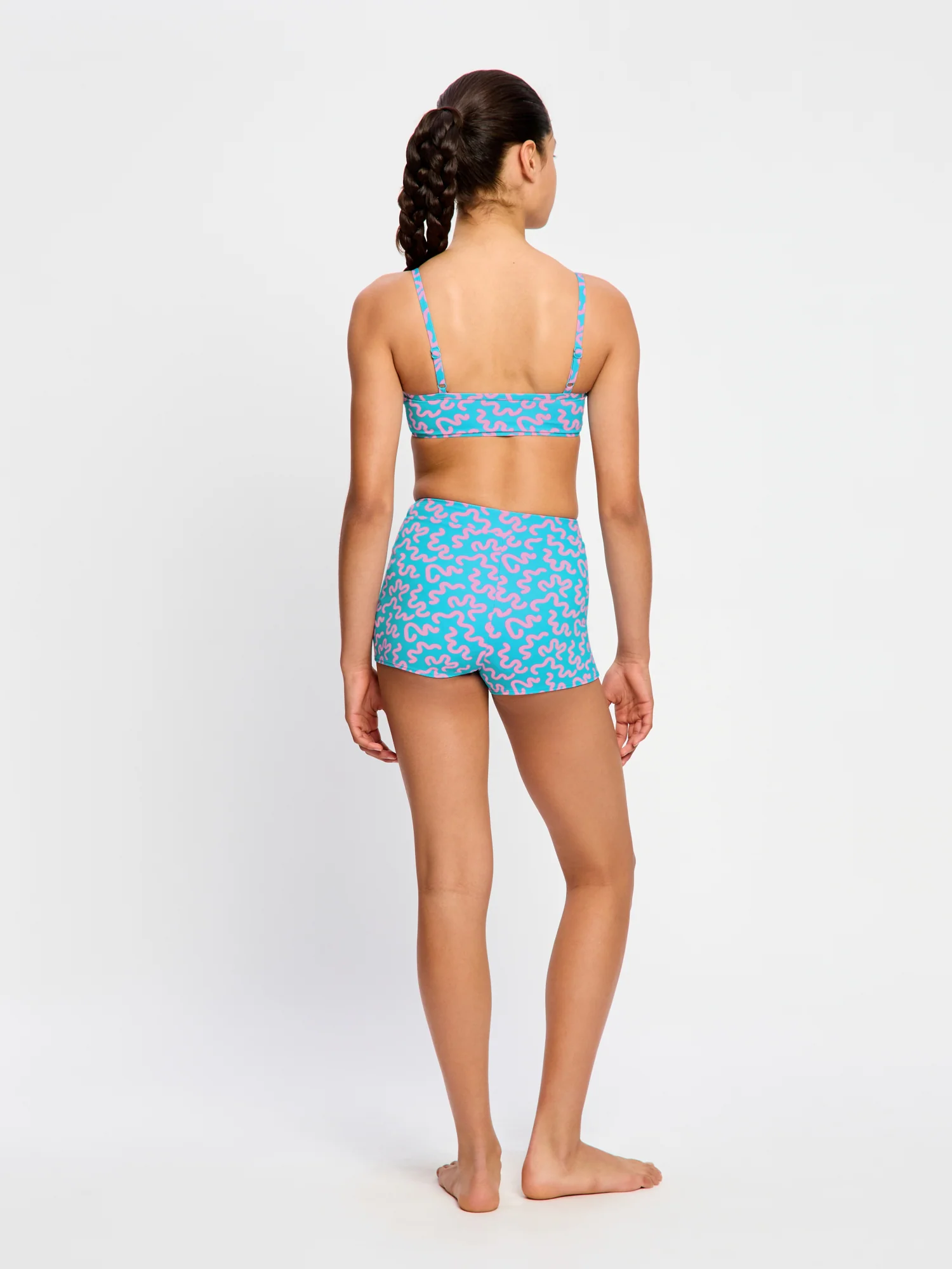 Teen Swimwear Adjustable Crop Top Wavy Blue - Image 3