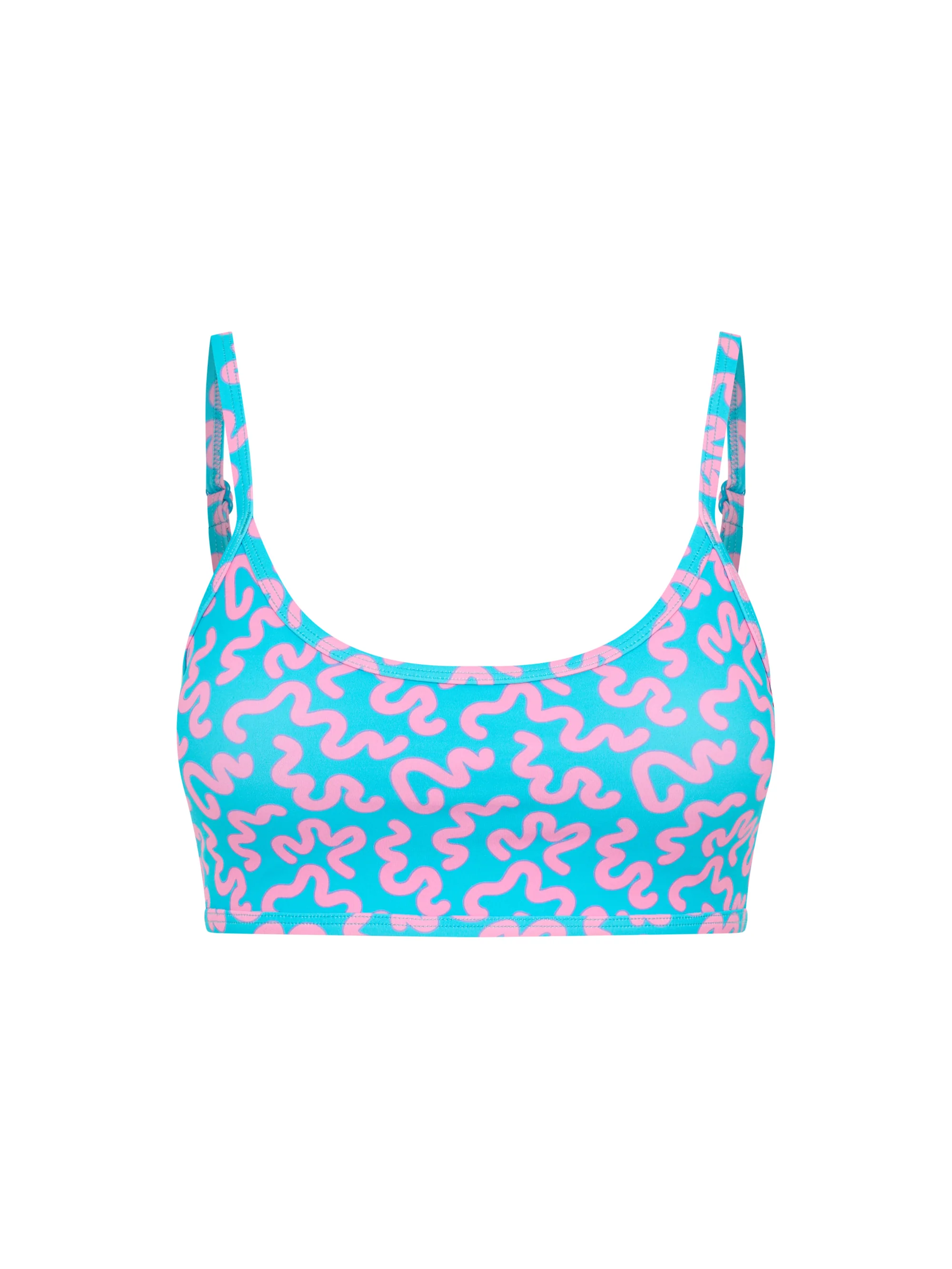 Teen Swimwear Adjustable Crop Top Wavy Blue - Image 7