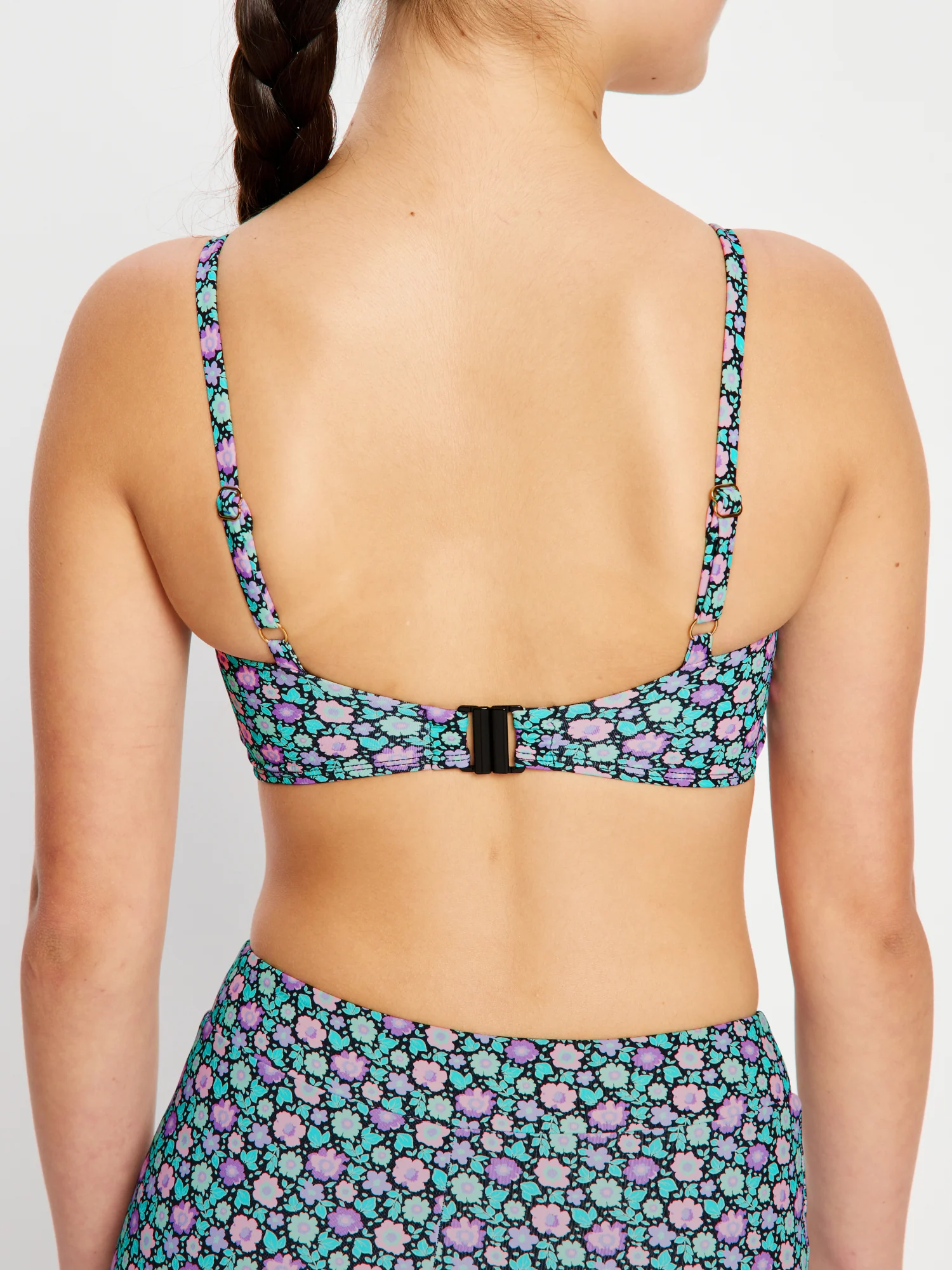 Teen Swimwear Bandeau Strap Crop Top & Hi Waist Short Luna Blossom Black - Image 4