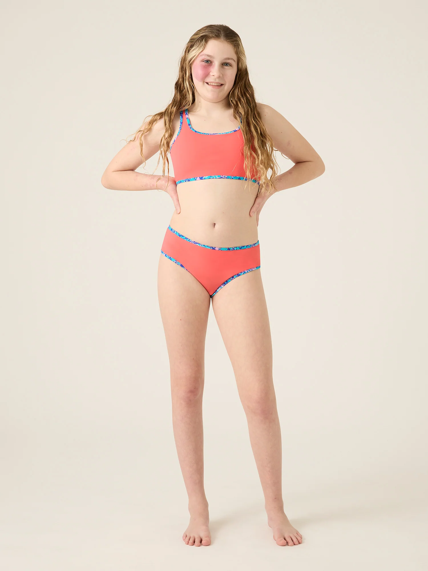 Teen Swimwear Crop Top Pink Coral - Image 3