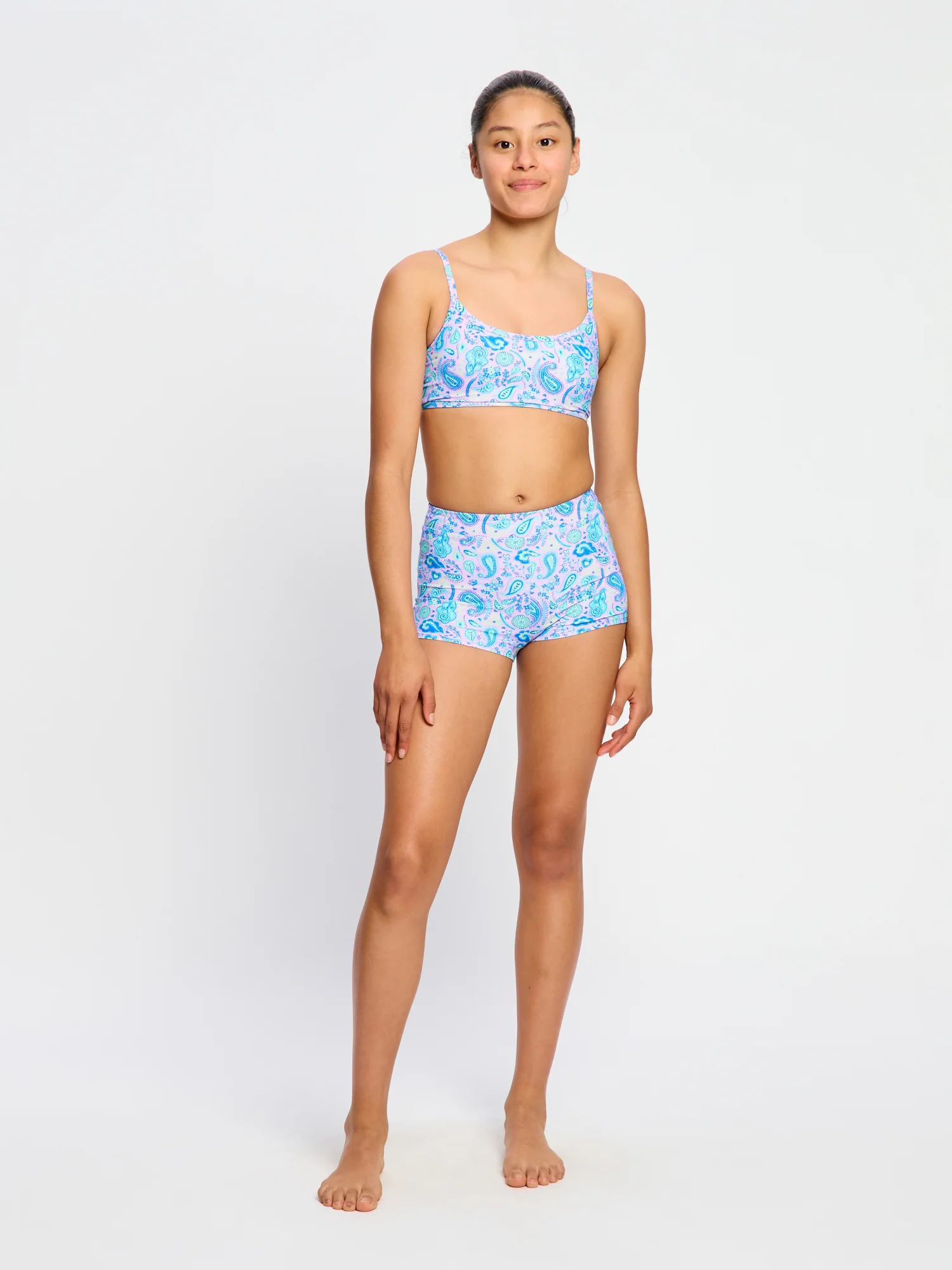 Teen Swimwear Hi Waist Short Super Paisley Pink