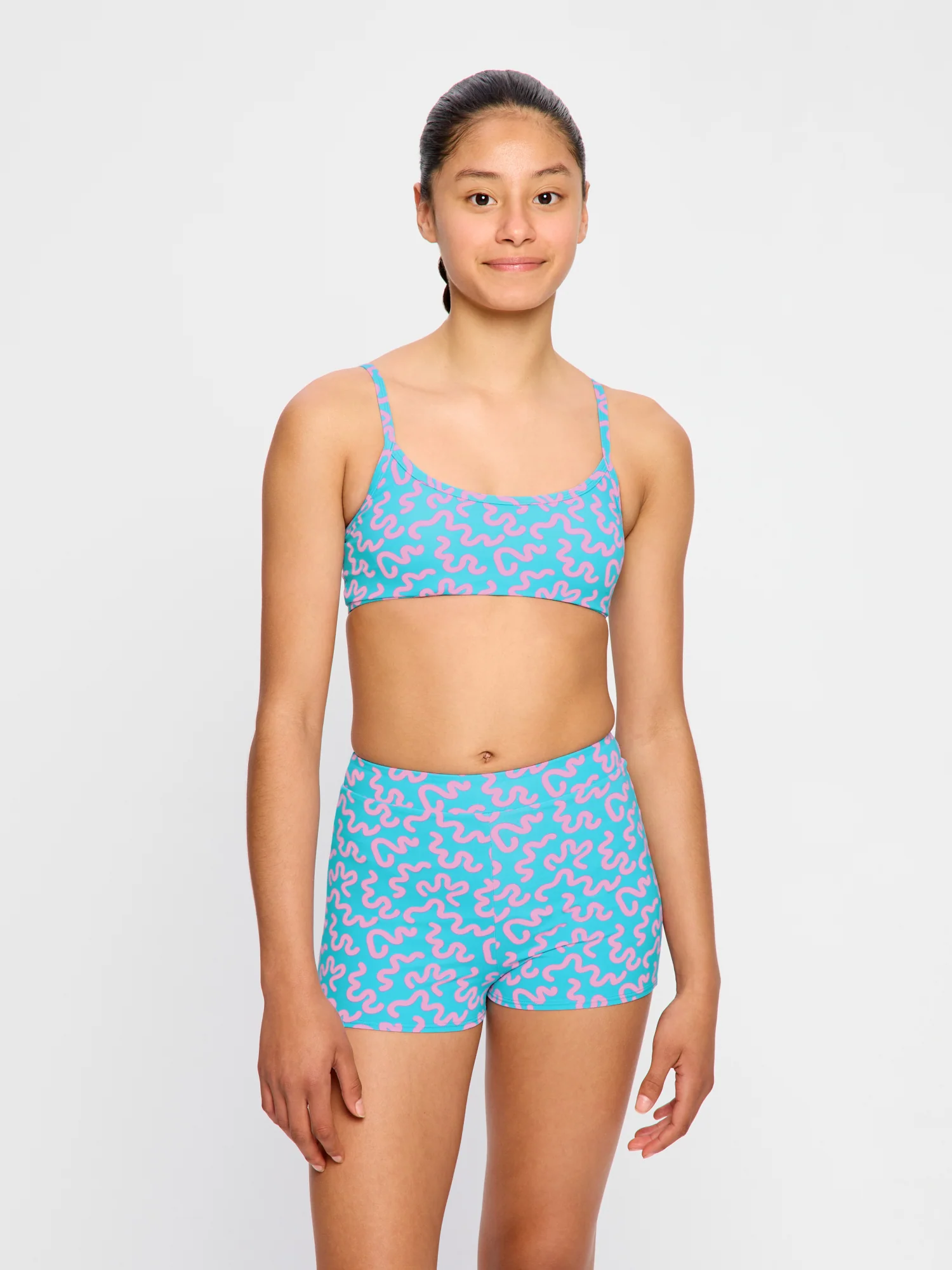 Teen Swimwear Hi Waist Short Super Wavy Blue - Image 4