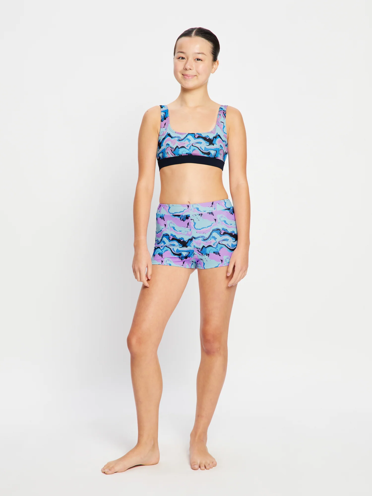 Teen Swimwear Performance Hi Waist Short Super Marble Blue - Image 3