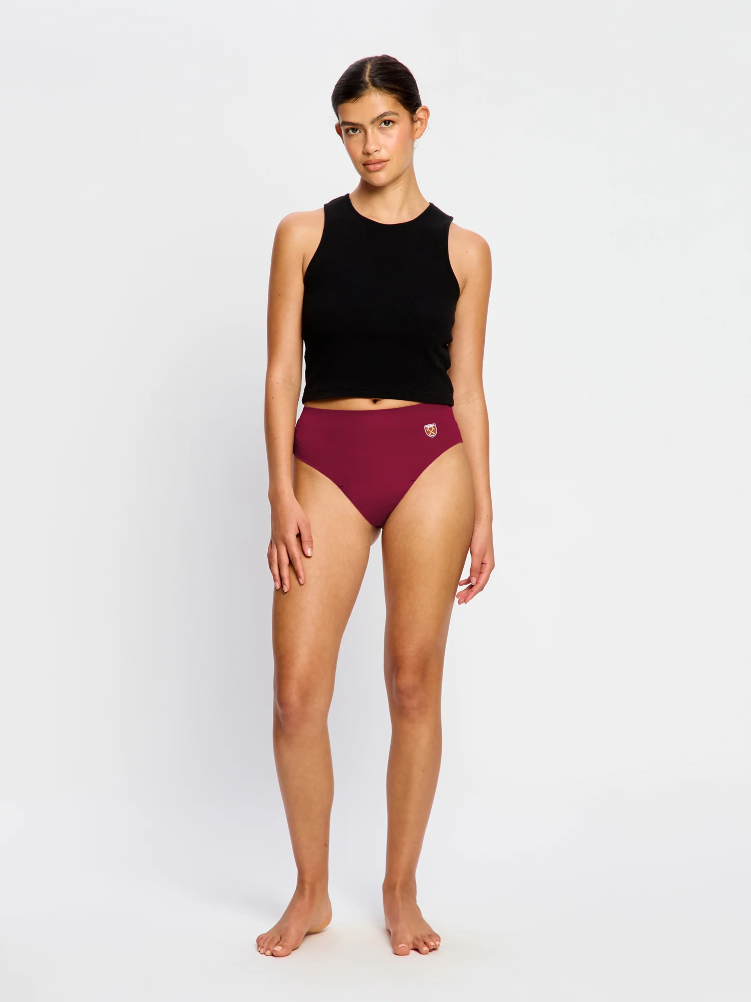 West Ham United Women X Modibodi Seamfree Hi Waist Cheeky Brief Moderate Maroon - Image 3