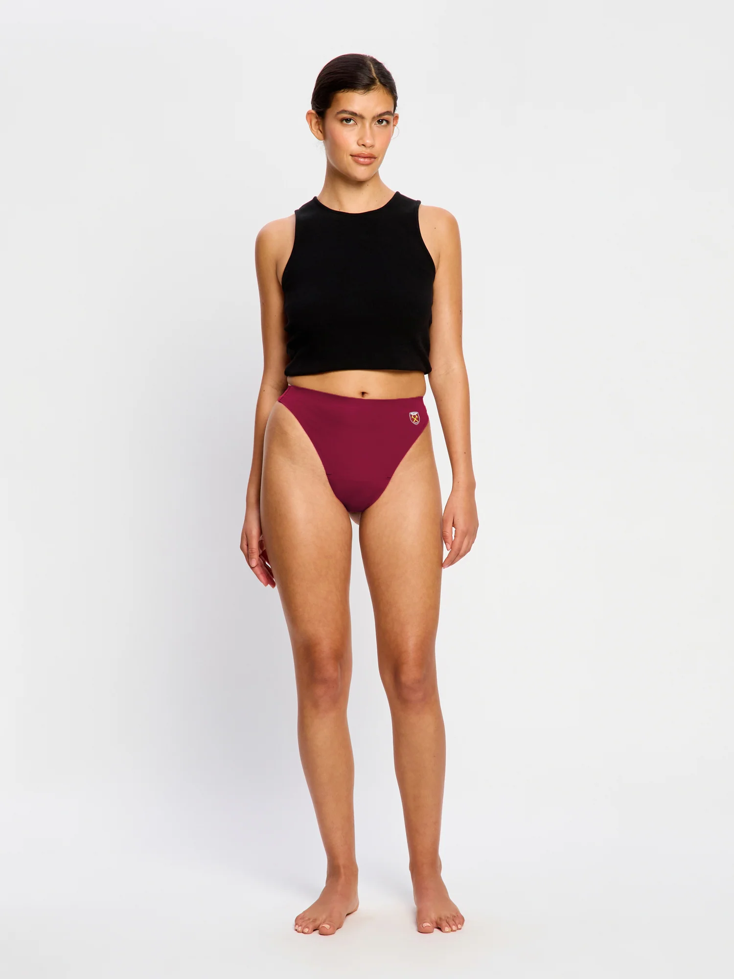 West Ham United Women X Modibodi Seamfree Hi Waist Thong Light Maroon - Image 4